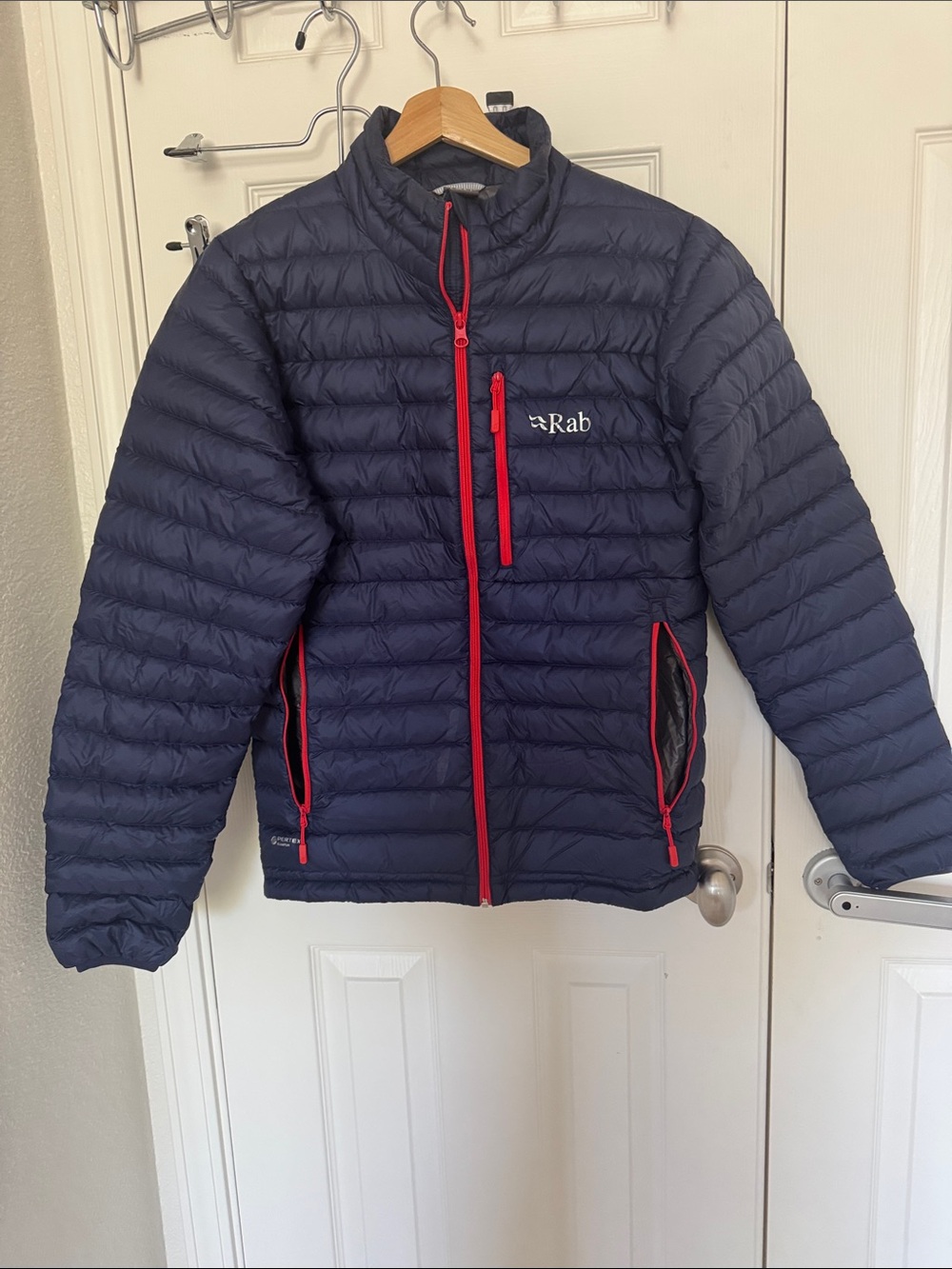 Women’s Rab Insulated Navy Jacket with Red Trim 3 pockets